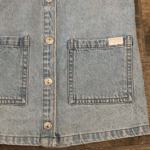 7FAMK denim jumper dress with floral print top - Picture 4 of 5